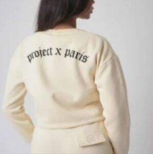 Project X European Brand Paris Cream Cropped Sweatshirt Heavy Size L